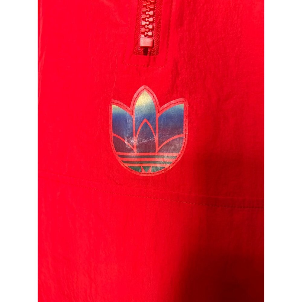 adidas Originals Cropped Pullover Windbreaker Hoodie Womens Medium 3-Stripe Rain - Picture 4 of 9